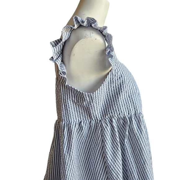 SIMPLY SOUTHERN Seersucker Ruffle Striped Flutter Sleeve Top Medium Coquette - Picture 2 of 9